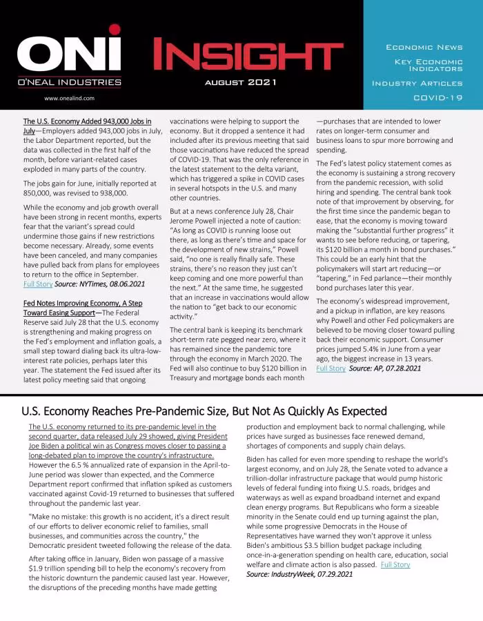 ONI INSIGHT AUGUST, 2021