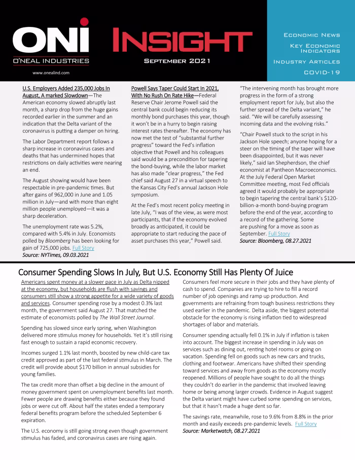 ONI INSIGHT SEPTEMBER, 2021