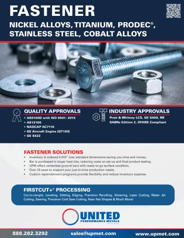 Specialty metals and alloys product list for fastener manufacturing