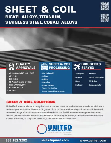 United Performance Metals list of metal products in sheet & coil